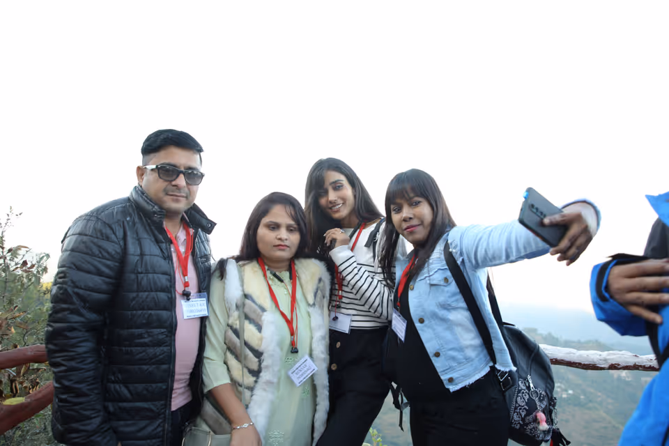 Smiling visually-impaired travelers on a journey by Rising Star Khilte Chehre